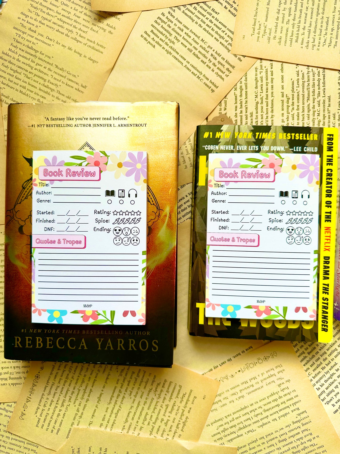 Floral Book Review Notepad