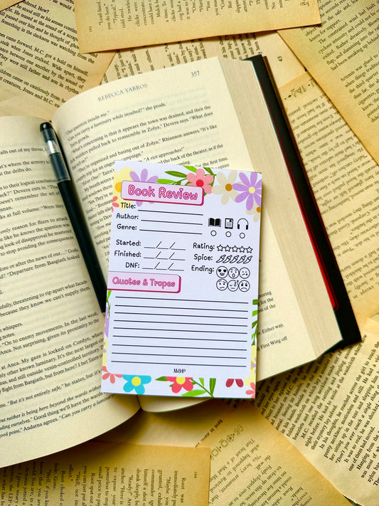 Floral Book Review Notepad